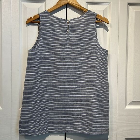 Lord&Taylor‎ Blue/White Striped Sleeveless Linen Top Size L - Picture 5 of 10